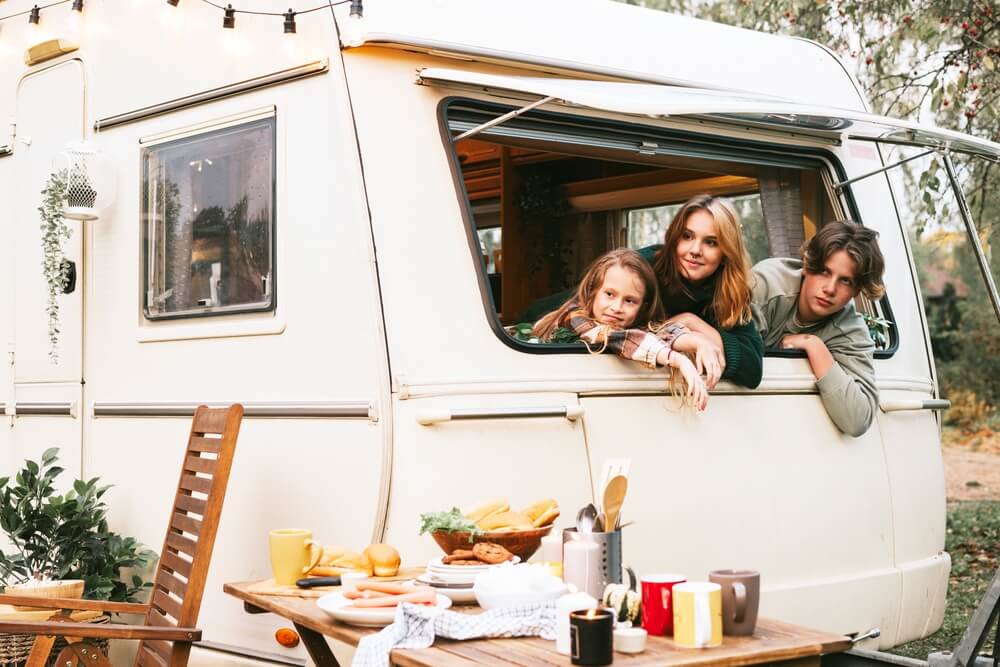 family camping in rv