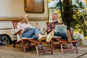 older couple rv camping